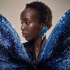 Blue Butterfly Earrings. Lab-Grown Sapphire