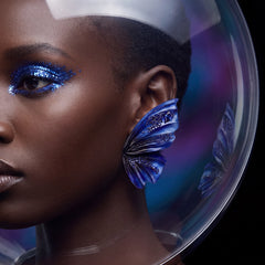 Blue Butterfly Earrings. Lab-Grown Sapphire
