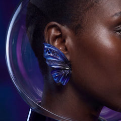 Blue Butterfly Earrings. Lab-Grown Sapphire