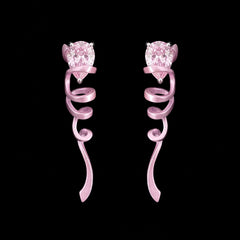 Cinderella Ribbon Twirl Earrings. Lab-Grown Sapphire