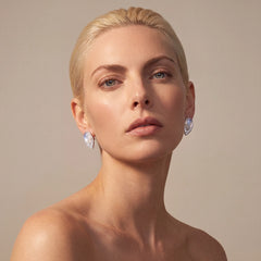 Eclipse Chalcedony Earrings. Lab-Grown Chalcedony