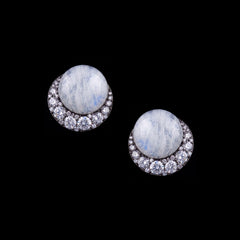 Moonphase Chalcedony Earrings. Lab-Grown Chalcedony