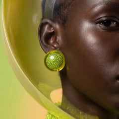 Neon Green Tinkerbell Earrings. Lab-Grown Simulated Diamond