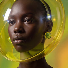 Neon Green Tinkerbell Earrings. Lab-Grown Simulated Diamond