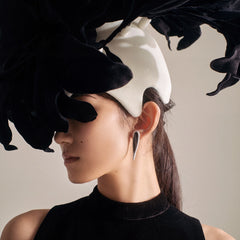 Origami Black Diamond Glimmer Earrings. Lab-Grown Simulated Diamond