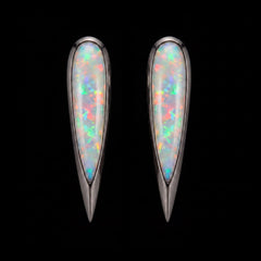 Origami Opal Glimmer Earrings. Lab-Grown Opal