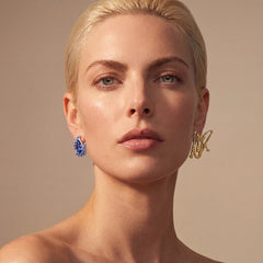 Paint Splash Earrings. Blue. Lab-Grown Sapphire