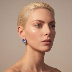 Paint Splash Earrings. Blue. Lab-Grown Sapphire