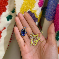 Paint Splash Earrings. Blue. Lab-Grown Sapphire