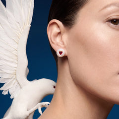 Ruby Snow White Earrings. Lab-Grown Ruby