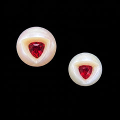 Ruby Snow White Earrings. Lab-Grown Ruby
