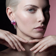 Begonia Petal Studs. Lab-Grown Sapphire