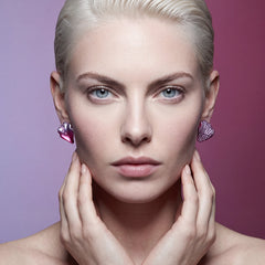 Begonia Petal Studs. Lab-Grown Sapphire