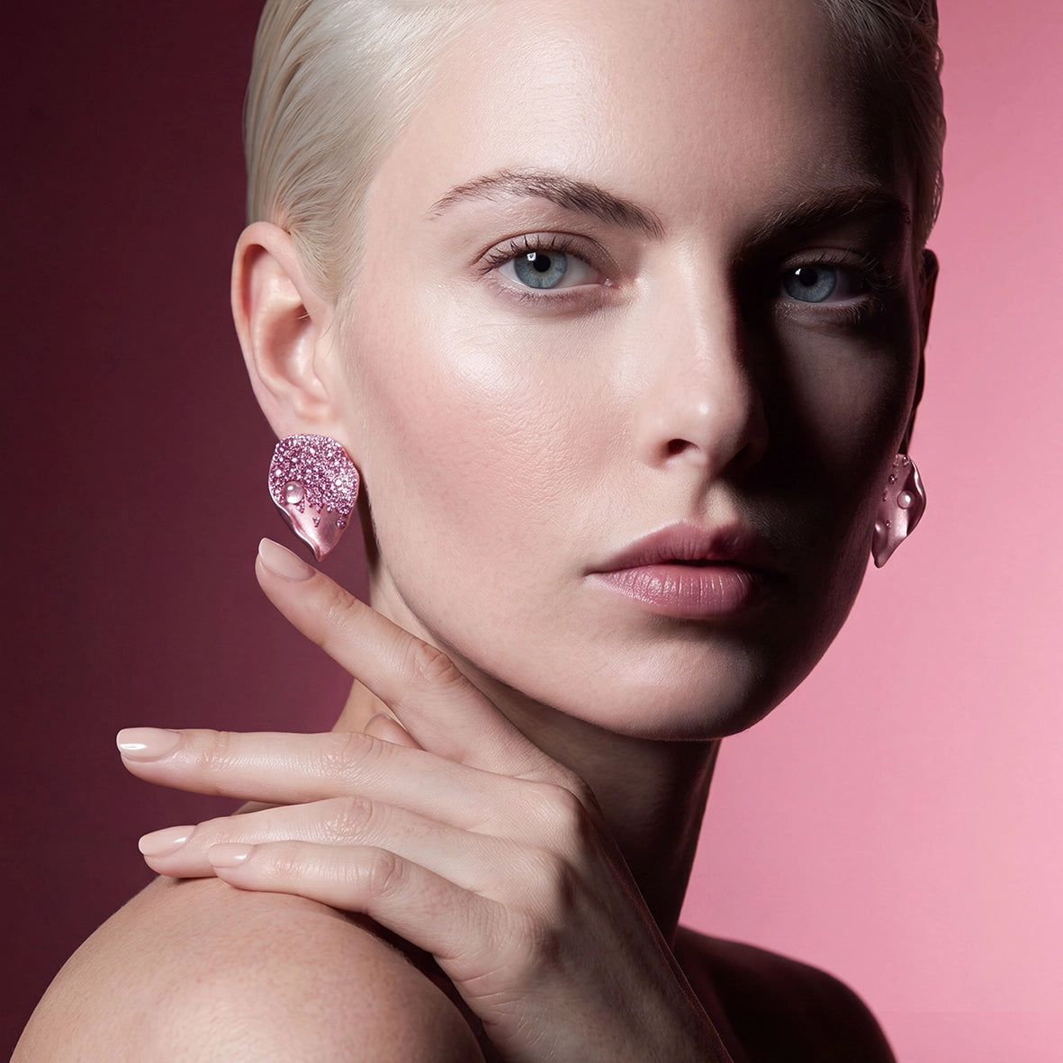 Blush Rosa Petal Earrings. Lab-Grown Sapphire, Earrings, Anabela Chan Joaillerie - Fine jewelry with laboratory grown and created gemstones hand-crafted in the United Kingdom. Anabela Chan Joaillerie is the first fine jewellery brand in the world to champion laboratory-grown and created gemstones with high jewellery design, artisanal craftsmanship and a focus on ethical and sustainable innovations.