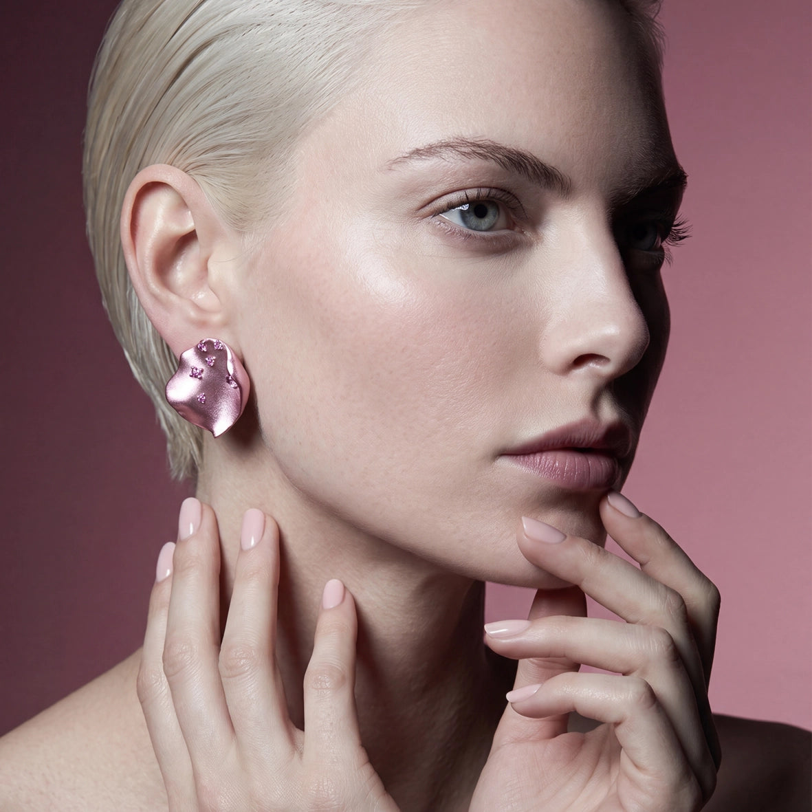 Blush Rosa Petal Earrings. Lab-Grown Sapphire, Earrings, Anabela Chan Joaillerie - Fine jewelry with laboratory grown and created gemstones hand-crafted in the United Kingdom. Anabela Chan Joaillerie is the first fine jewellery brand in the world to champion laboratory-grown and created gemstones with high jewellery design, artisanal craftsmanship and a focus on ethical and sustainable innovations.