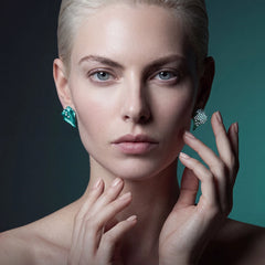 Paraiba Petal Studs. Lab-Grown Paraiba Tourmaline