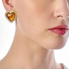 Amber Heart Earrings