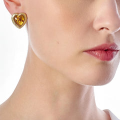 Amber Heart Studs