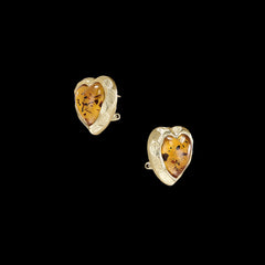 Amber Heart Studs