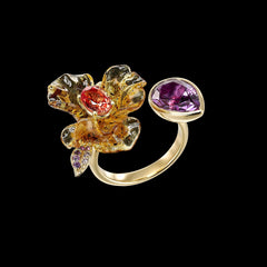 Amethyst Amber Petunia Ring