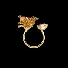 Amethyst Amber Petunia Ring