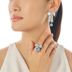 Aqua Bardot Bow Earrings