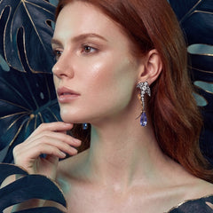 Aqua Ray Earrings. Lab-Grown Spinel