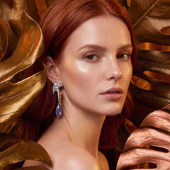 Aqua Ray Earrings. Lab-Grown Spinel