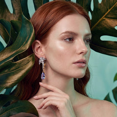 Aqua Ray Earrings. Lab-Grown Spinel