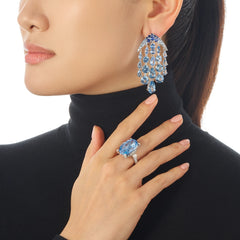 Aqua Sapphire Waterfall Earrings