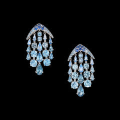 Aqua Sapphire Waterfall Earrings