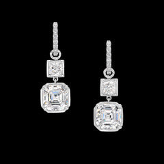 Asscher Pendant Hoop Earrings