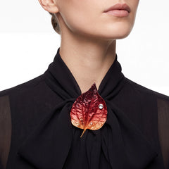 Autumn Leaf Brooch. Lab-Grown Topaz