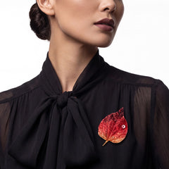 Autumn Leaf Brooch. Lab-Grown Topaz