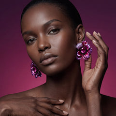 Begonia Poppy Earrings. Lab-Grown Sapphire