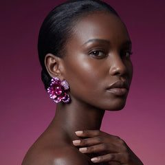Begonia Poppy Earrings. Lab-Grown Sapphire