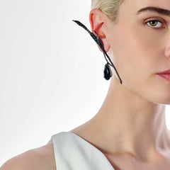 Black Diamond Blades of Grass Earring