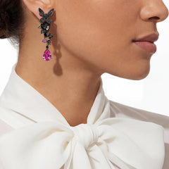 Black Diamond Fuchsia Vine Earrings