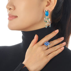 Blue Opal Passiflora Earrings