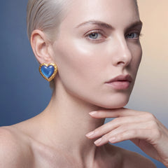 Blueberry Heart Earrings. Lab-Grown Fruit Gems™