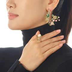 Gold Butterfly Pearl Ring