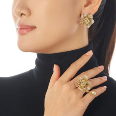 Canary Peony Earrings