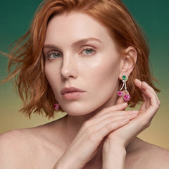 Cherry Drop Earrings. Lab-Grown Ruby