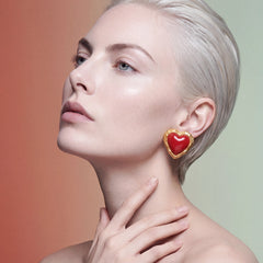 Cherry Heart Earrings. Lab-Grown Fruit Gems™