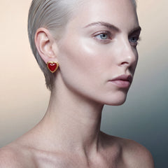 Cherry Heart Studs. Lab-Grown Fruit Gems™