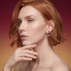 Cherry Stud Earrings. Lab-Grown Sapphire