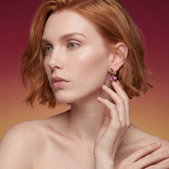 Cherry Stud Earrings. Lab-Grown Sapphire