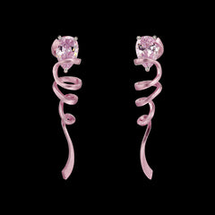 Cinderella Ribbon Twirl Earrings. Lab-Grown Sapphire