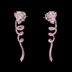 Cinderella Ribbon Twirl Earrings. Lab-Grown Sapphire