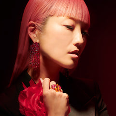 Crimson Cascade Earrings, Earrings, Anabela Chan Joaillerie - Fine jewelry with laboratory grown and created gemstones hand-crafted in the United Kingdom. Anabela Chan Joaillerie is the first fine jewellery brand in the world to champion laboratory-grown and created gemstones with high jewellery design, artisanal craftsmanship and a focus on ethical and sustainable innovations.